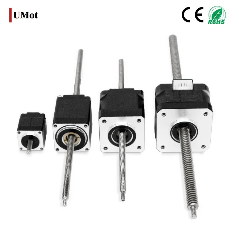 Lead Screw Stepper - UMOT สำหรับมอเตอร์สเต็ปเปอร์แบบลิเนียร์แอคชูเอเตอร์ CNC รุ่น Nema8/Nema11/Nema14/Nema17/Nema23 พร้อมสกรูนำแบบไม่มีฝาปิดและเพลาผ่านขนาด