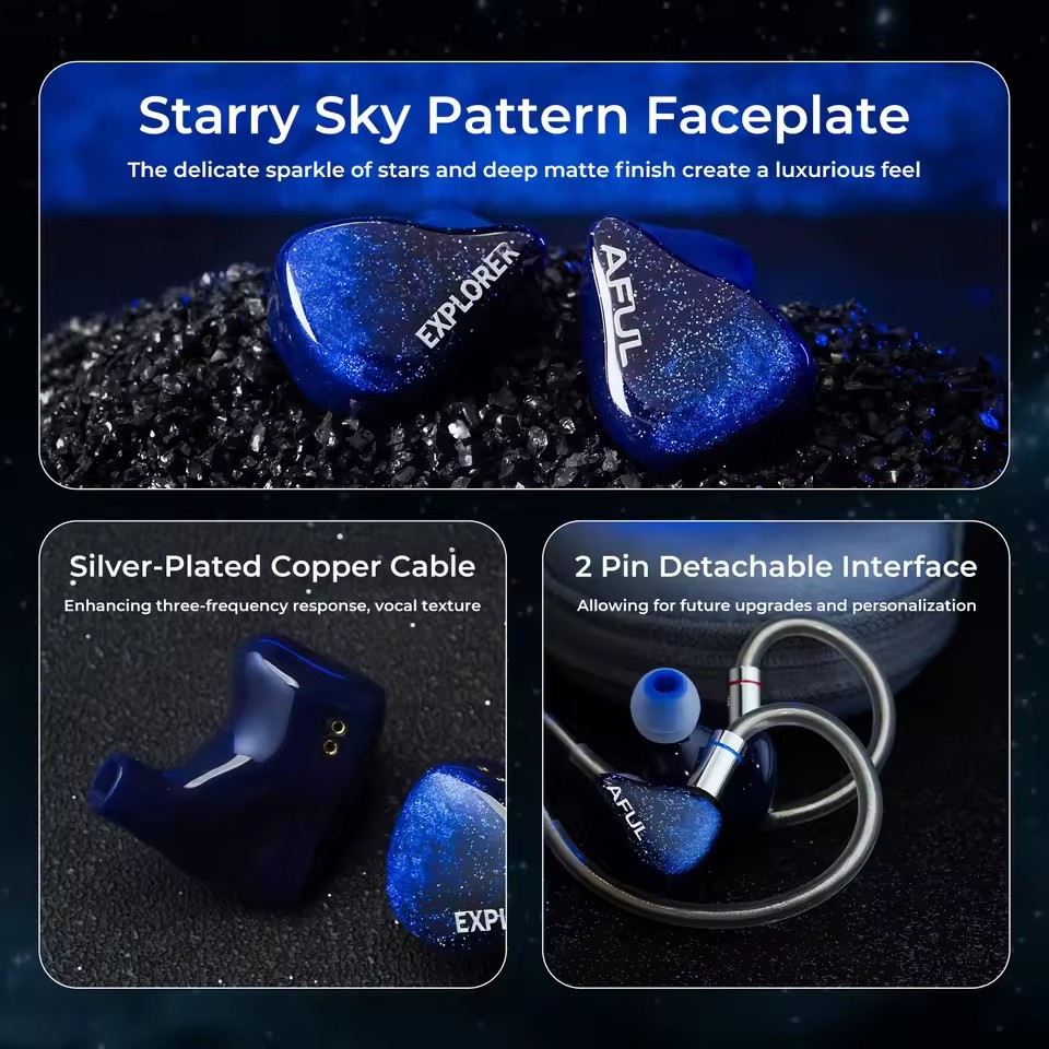 3D Printing Technology - AFUL Explorer หูฟังแบบมีสายไฮบริด 1DD+2BA หูฟังอินเอียร์แบบไฮบริด ท่ออะคูสติกพิมพ์