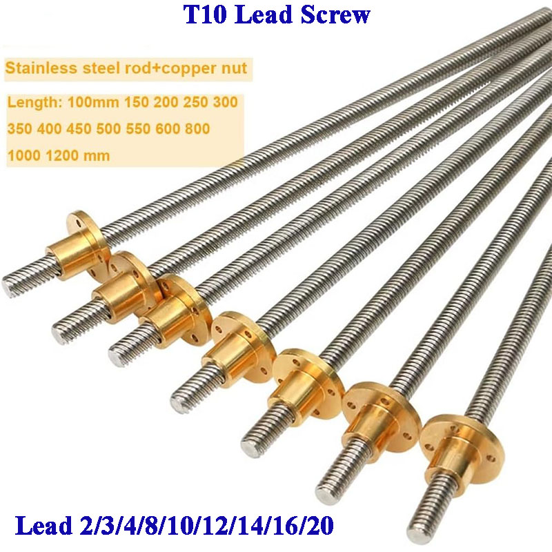 Lead Screw Stepper - สกรูตะกั่ว T10 เหล็กกล้าไร้สนิม 304 Tr10 ขนาด