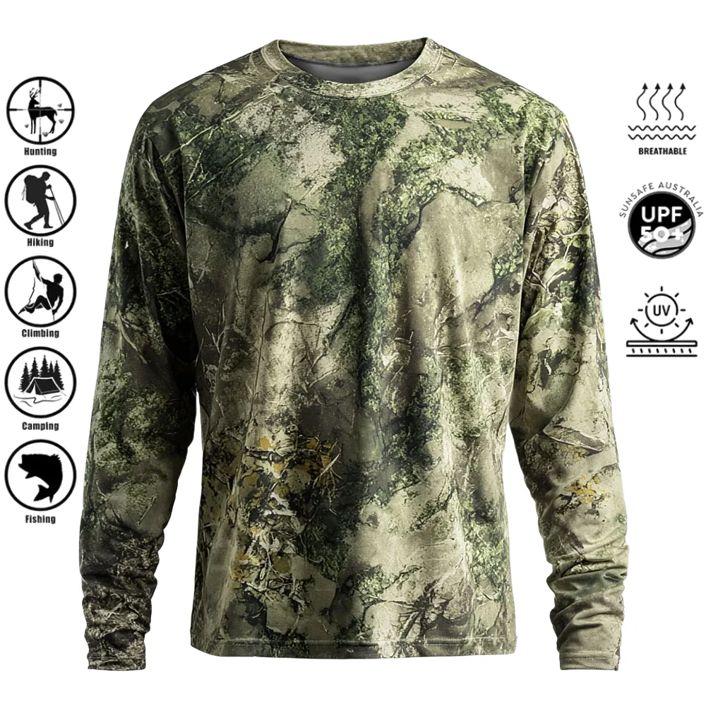 3D Printing Services - เสื้อยืดแขนยาวผู้ชาย โพลีเอสเตอร์ พิมพ์ลาย 3D ลายพราง ป้องกันรังสียูวี