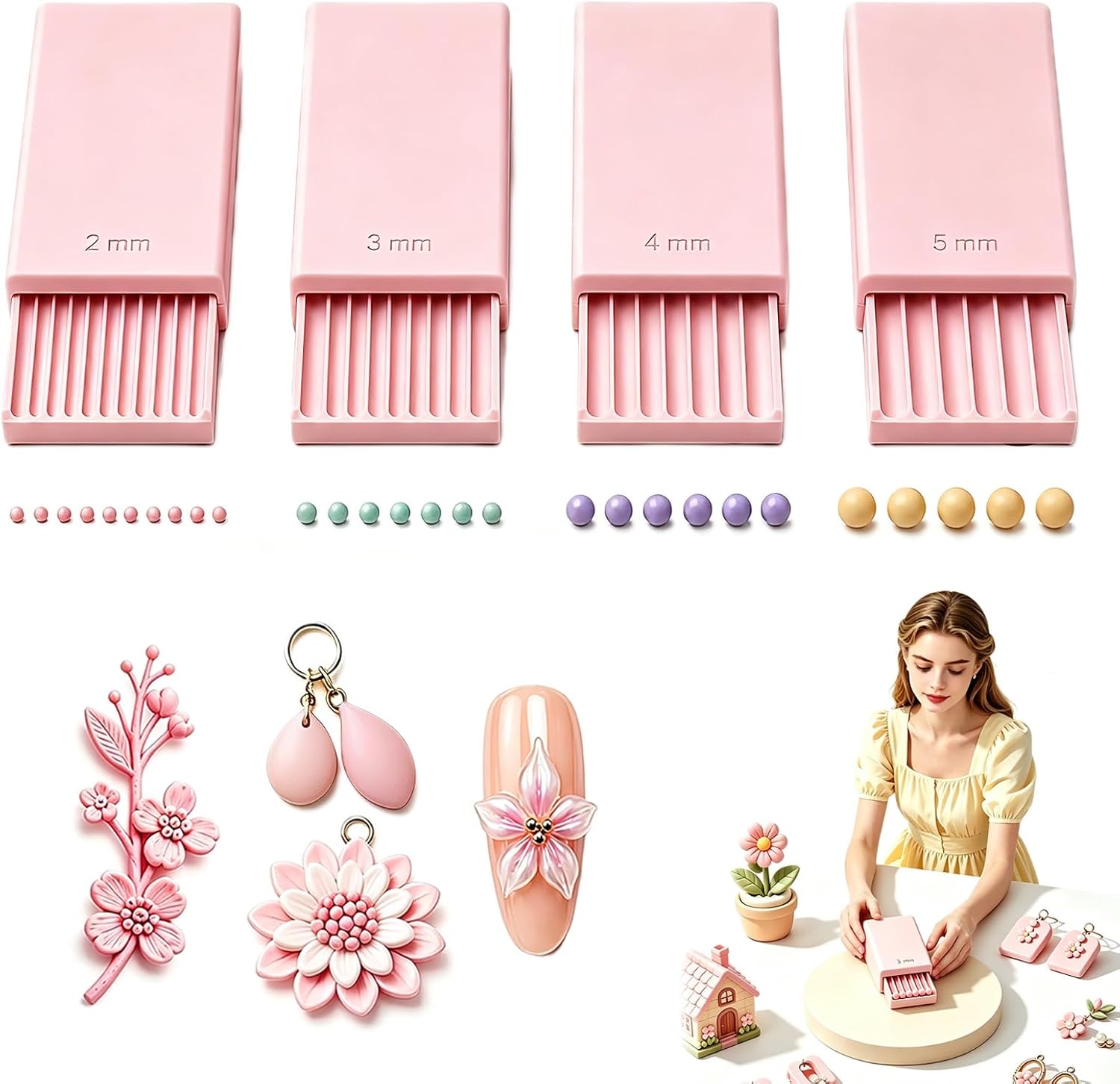 3D Printing Clay - เครื่องมือทำลูกบอลเจล 3D สำหรับงานปั้นดินเหนียว, ลูกกลิ้งลูกปัดสำหรับตกแต่งเล็บด้วยเจล 3D |